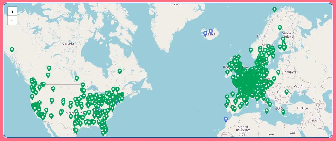 World map of machines